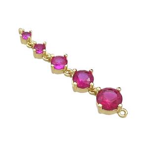 Copper Stick Connector Pave Fuchsia Crystal Glass Gold Plated, approx 2-6mm, 35mm