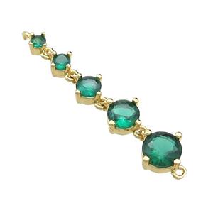 Copper Stick Connector Pave Green Crystal Glass Gold Plated, approx 2-6mm, 35mm