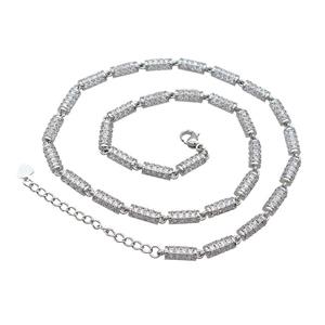Copper Necklace Pave Zircon Platinum Plated, approx 5-10mm, 40-45cm length