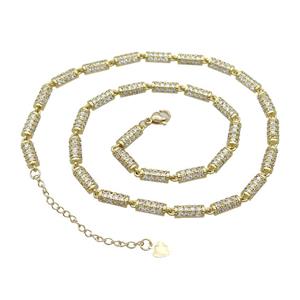 Copper Necklace Pave Zircon Gold Plated, approx 5-10mm, 40-45cm length