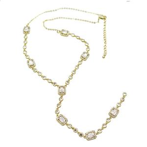 Copper Necklace Pave Zircon Gold Plated, approx 8-10mm, 4.5mm, 40-45cm length