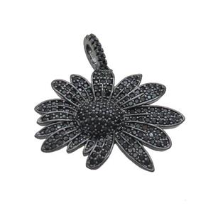 Copper Sunflower Pendant Pave Zircon Black Plated, approx 20-28mm