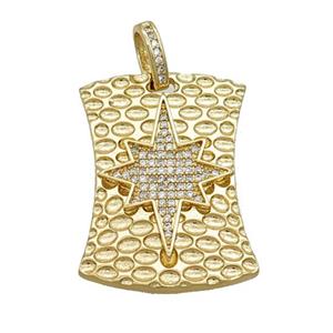 Copper Northstar Pendant Pave Zircon Gold Plated, approx 24-33mm