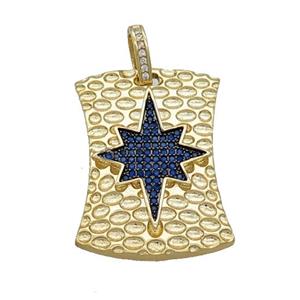 Copper Northstar Pendant Pave Blue Zircon Gold Plated, approx 24-33mm