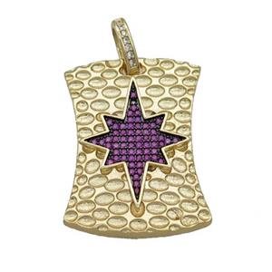 Copper Northstar Pendant Pave Fuchsia Zircon Gold Plated, approx 24-33mm