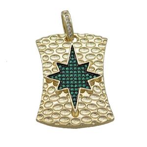 Copper Northstar Pendant Pave Green Zircon Gold Plated, approx 24-33mm