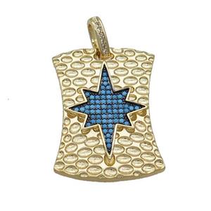Copper Northstar Pendant Pave Turqblue Zircon Gold Plated, approx 24-33mm