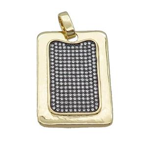 Copper Rectangle Pendant Pave Zircon Gold Plated, approx 25-35mm