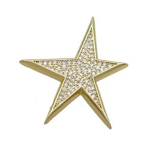 Copper Star Pendant Pave Zircon Gold Plated, approx 28-33mm
