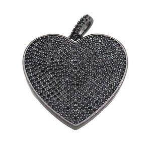 Copper Heart Pendant Pave Zircon Black Plated, approx 30mm