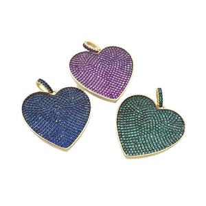 Copper Heart Pendant Pave Zircon Gold Plated Mixed, approx 30mm
