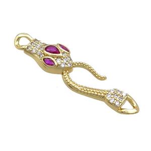 Copper Snake Connector Pave Zircon Fuchsia Gold Plated, approx 9-40mm