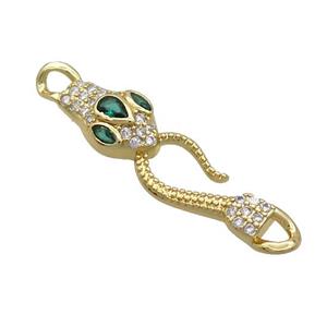 Copper Snake Connector Pave Zircon Green Gold Plated, approx 9-40mm