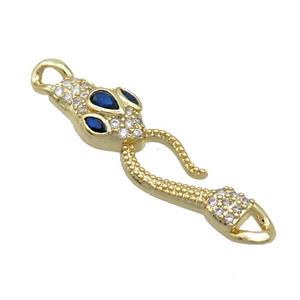 Copper Snake Connector Pave Zircon Blue Gold Plated, approx 9-40mm