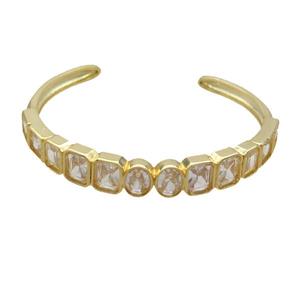 Copper Bangle Pave Zircon Gold Plated, approx 10mm, 50-60mm dia