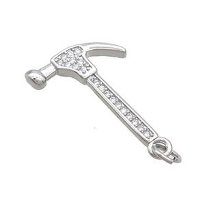 Copper Hammer Pendant Pave Zircon Tools Charms Platinum Plated, approx 15-26mm