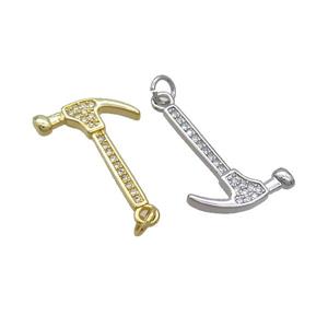 Copper Hammer Tools Pendant Pave Zircon Mixed, approx 15-26mm