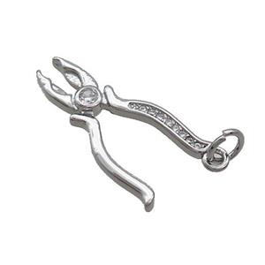 Copper Pliers Charms Pendant Pave Zircon Tools Platinum Plated, approx 12-24mm
