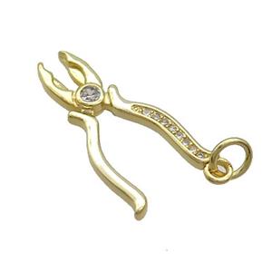 Copper Pliers Charms Pendant Pave Zircon Tools Gold Plated, approx 12-24mm