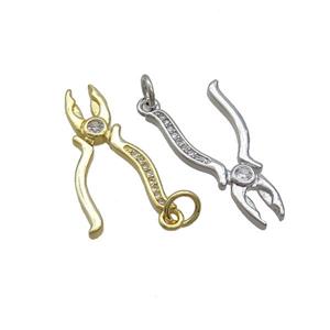 Copper Pliers Charms Pendant Pave Zircon Tools Mixed, approx 12-24mm