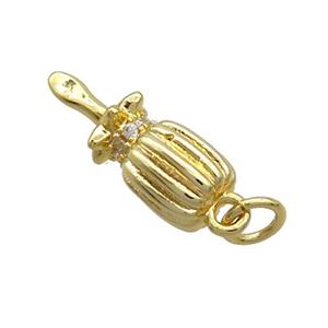 Copper Screwdriver Charms Pendant Pave Zircon Gold Plated, approx 6.5-20mm