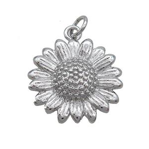 Copper Sunflower Pendant Platinum Plated, approx 18mm