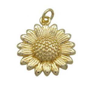 Copper Sunflower Pendant Gold Plated, approx 18mm