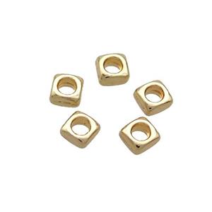 Copper Square Beads Gold Plated, approx 3.5mm