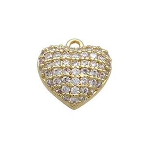 Copper Heart Pendant Pave Zircon Gold Plated, approx 12mm