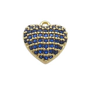 Copper Heart Pendant Pave Blue Zircon Gold Plated, approx 12mm