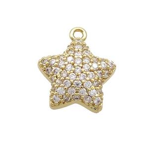 Copper Star Pendant Pave Zircon Gold Plated, approx 13mm