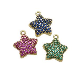 Copper Star Pendant Pave Zircon Gold Plated Mixed, approx 13mm
