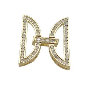 Copper Clasp Pave Zircon Gold Plated, approx 20-23mm