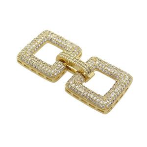 Copper Clasp Pave Zircon Gold Plated Square, approx 18mm, 40mm