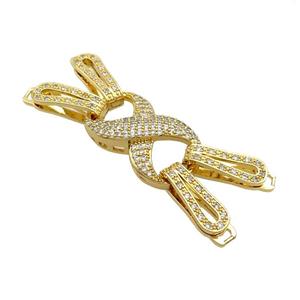 Copper Clasp Pave Zircon Gold Plated Infinity, approx 18-65mm