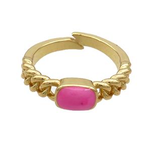 Copper Rings Hotpink Enamel Adjustable Gold Plated, approx 5-7mm, 18mm dia