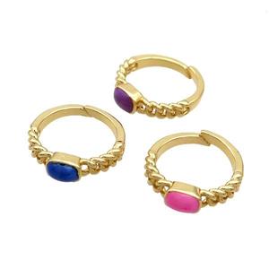 Copper Rings Enamel Adjustable Gold Plated Mixed, approx 5-7mm, 18mm dia
