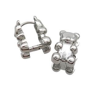 Copper Latchback Earrings Bear Platinum Plated, approx 10-16mm