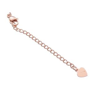 Copper Necklace Extender Chain Heart Rose Gold, approx 50mm length