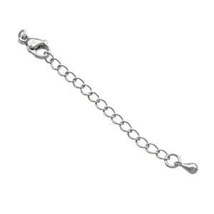 Copper Necklace Extender Chain Platinum Plated, approx 50mm length