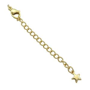 Copper Necklace Extender Chain Star Gold Plated, approx 50mm length