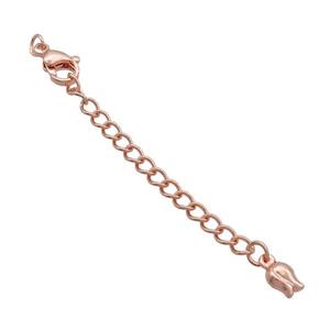 Copper Necklace Extender Chain Tulip Rose Gold, approx 50mm length