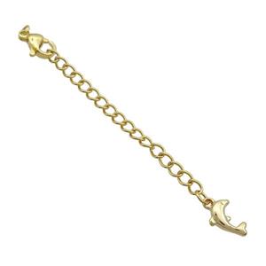Copper Necklace Extender Chain Dolphin Gold Plated, approx 50mm length