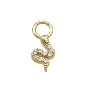 Copper Snake Pendant Charms Pave Zircon Gold Plated, approx 5mm, 3mm hole