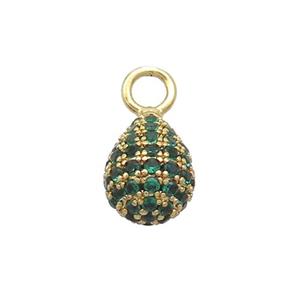 Copper Teardrop Pendant Pave Green Zircon Gold Plated, approx 8-10mm, 3mm hole