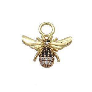 Copper Honeybee Pendant Pave Zircon Gold Plated, approx 10-14mm, 3mm hole