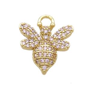 Copper Honeybee Pendant Pave Zircon Gold Plated, approx 15mm, 3mm hole