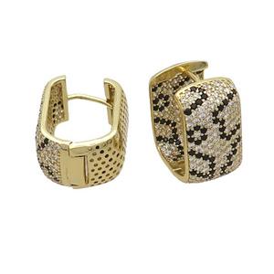 Copper Latchback Earrings Pave Zircon Gold Plated, approx 15-20mm