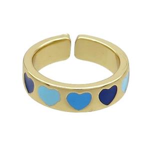 Copper Rings Enamel Heart Gold Plated, approx 5mm, 18mm dia