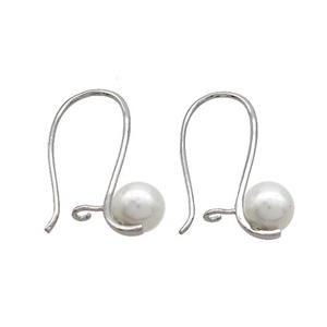 Copper Hook Earrings Pave Pearlized Resin Platinum Plated, approx 8mm, 14-28mm